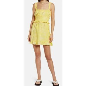 BP Nordstrom Womens Camo Sleeveless Sundress Mini Dress~Size S~Yellow Pink NWT